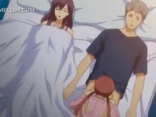 Dospívající 3d anime hezká bojování přes a velký čurák